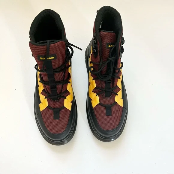 Dr. Martens Boury Warmwair Contrast Nylon Leather Casual Boots BLACK Tan Sz 12 - Picture 3 of 14